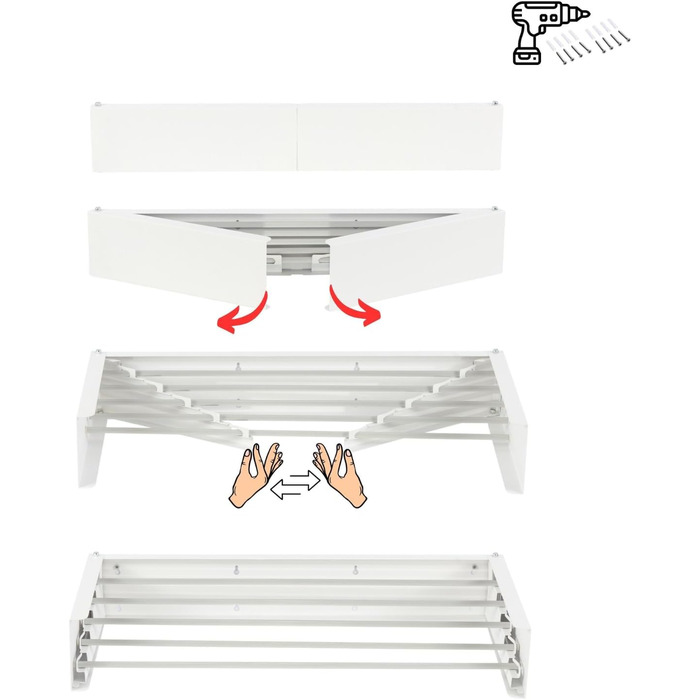 Сушарка для білизни FoxyDry HIDE настінна, розкладна, 71x35x13 см, білий (Limited Edition)