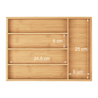 Relaxdays Bamboo Cutlery Box with 5 Compartments