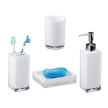 Relaxdays Bathroom Accessories Set, 4-Piece