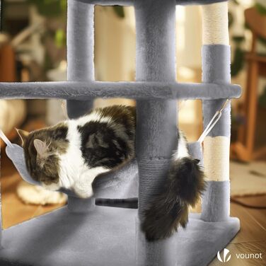 Котячий будиночок Vounot Kratzbaum Kein: стійкий котячий будиночок з платформами, 88 см (сірий, XXL)