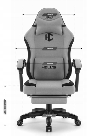 Ігрове крісло HELL'S CHAIR HC-1016, сіро-чорне, тканина