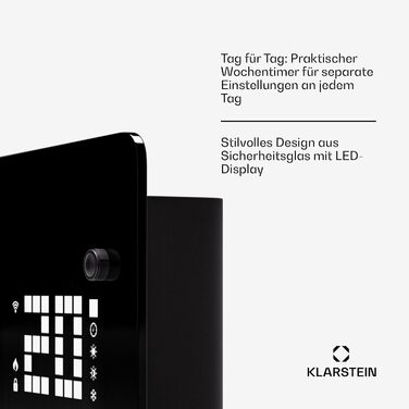 Klarstein Electric Heater, 1500 W Convector Heater, Freestanding & Wall Mounting, Energy-Saving Electric Heater with App Control & Castor Wheels, Electric Heater, Electric Radiator with Thermostat