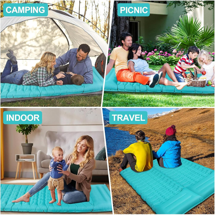 Надувна ізольована каремат для кемпінгу DeeprBling з самонадуваванням та помпою, 200x70x10 см