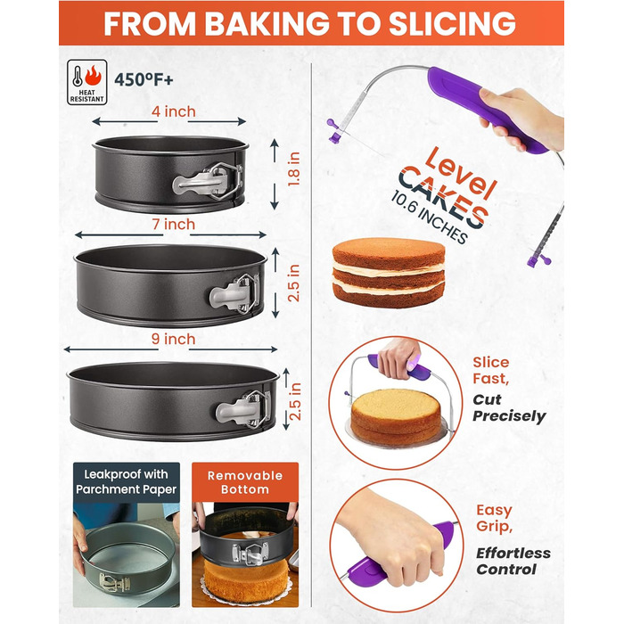 Набір для випічки тортів RFAQK 50-в-1: обертовий стіл, 12 підставок, насадки та мішки для крему, вирівнювач (700 шт.)