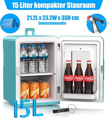 KESSER® Міні холодильник/термобокс 2в1, 15л, 220-240V/12V, для авто, офісу, кемпінгу, блакитний