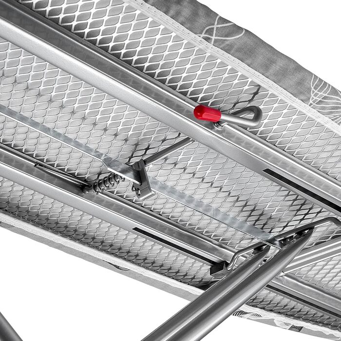 Відкидна гладильна дошка KADAX 120x38 см з металевою сіткою, регульована висота, з підставкою для праски (сіра)