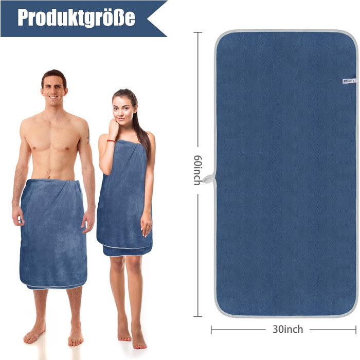 KinHwa Рушники Преміум - 100% Мікрофібра, 6 шт. (2 рушники 76x152 см, 2 рушники 40x76 см, 2 рушники для зняття макіяжу 15x30 см) - м'які та швидковисихаючі, блакитні