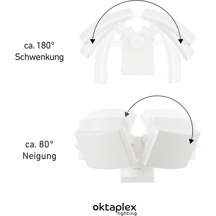 Oktaplex Cali Dos Outdoor Lamp, rotatable/tiltable, 3000K Warm White, 40W Wall Lamp, IP65 LED Outdoor Steel Housing, White, 230V Outdoor Light