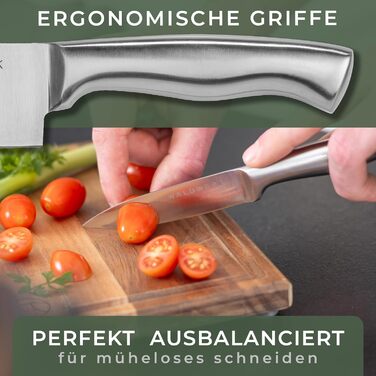 Waldwerk 7-Piece Knife Set with Block & Sharpener - Acacia Wood Knife Block Set - Premium Kitchen Knife Set