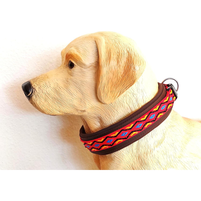Нашийник для собак Extra-Wide & Soft з неопреновою підкладкою (XS, 32-37 см) - Червоно-кольоровий на коричневому