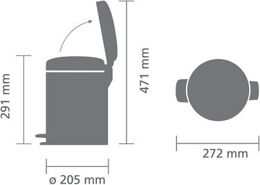 Відро Brabantia Treteimer 30L з внутрішнім відром, чорний матовий, 27x21x29 см
