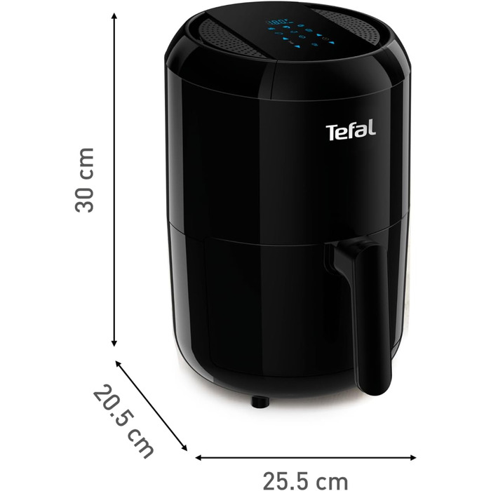Аерофритюрниця Tefal EY3018 Easy Fry Compact, 1,6 л, 6 програм, цифровий дисплей, для 1-2 осіб, енергозберігаюча, без олії, чорна