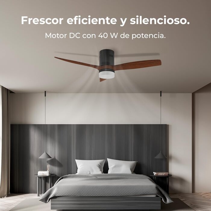 Стеляний вентилятор Cecotec Energysilence Aero 5600 Classic White з LED-підсвічуванням, 40W, діаметр 132 см, 6 швидкостей, пульт, літо/зима, чорний