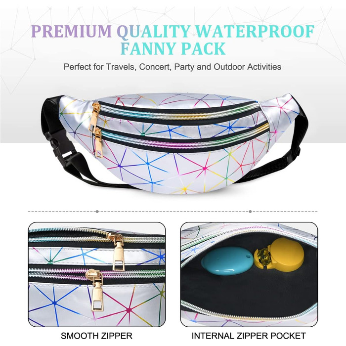 Спортивна поясна сумка Flintronic: світловідбиваюча, водонепроникна, з відділенням для карт. Ідеальна для подорожей, піших прогулянок, велоспорту та активного відпочинку. Комплект 2 шт (чорний + сріблястий)