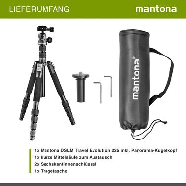 Штатив Mantona DSLM Travel Evolution 2252-RA: компактний, надійний, до 8 кг, з кульковою головкою
