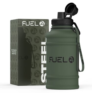 Фляга спортивна Fuel24 Extra Stark 1.3л/2.2л нержавіюча сталь, зелена - пляшка для води без BPA, герметична, для фітнесу та спорту