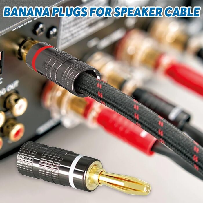 12шт банан-штекерів, 24K позолота, банан-штекерні роз'єми з гвинтовою фіксацією для акустичних кабелів, аудіо, динаміків, терміналів, паяння, HiFi, ресивери, підсилювачі, 6 червоних та 6 білих