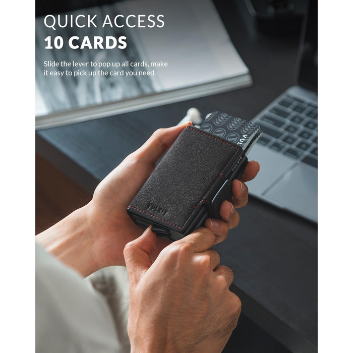 Чохл для карток VULKIT: шкіряний картхолдер для чоловіків з RFID захистом (темно-сірий нубук)