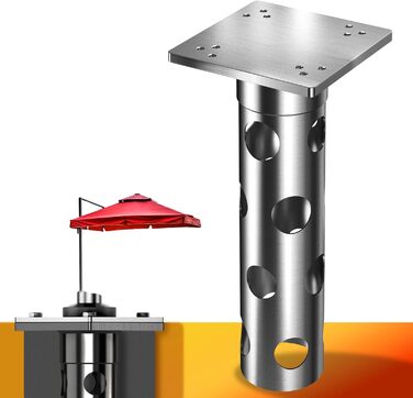 4smile Base Sleeve Parasol - Stainless Steel Parasol Anchor for Gazebo Umbrella with Base Plate for Embedding, Timeless Quality - Universal Parasol Stand for Gazebo Umbrella, Loadable with > 1,000 kg