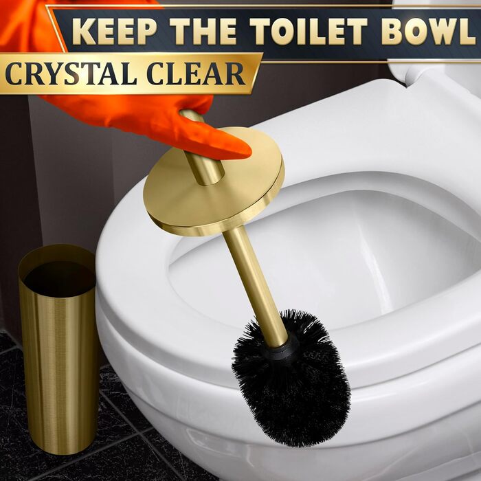 Набір для чищення унітазу з тримачем Novsix (щітка, золотий колір)