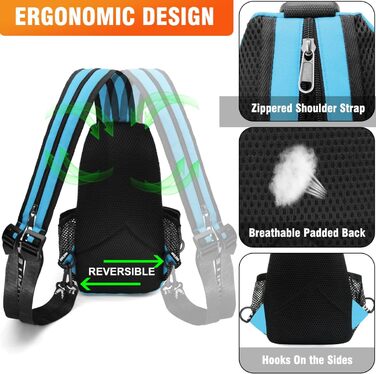 Сумка-слінг через плече для жінок та чоловіків з оксфордської тканини. Шкіряна сумка-кросбоді, спортивна сумка, повсякденний рюкзак для активного відпочинку, подорожей та шопінгу (Блакитна)