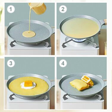 RANX INGST Crepe Pan with Removable Handle 20 cm - Non-Stick Ceramic Coating - Pancake Pan with Batter Spreader - Blue Blue 20 cm