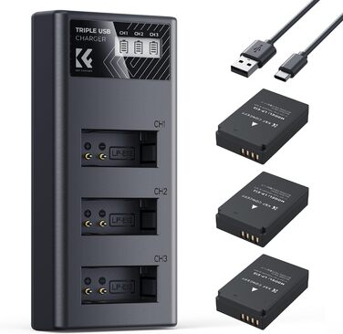 Акумулятор K&F Concept для Canon LP-E12 з зарядним пристроєм, 1100mAh, сумісний з Canon EOS M, M2, M10, M50, M50 Mark II, M1, M100, M200, PowerShot SX70 HS, Rebel SL1