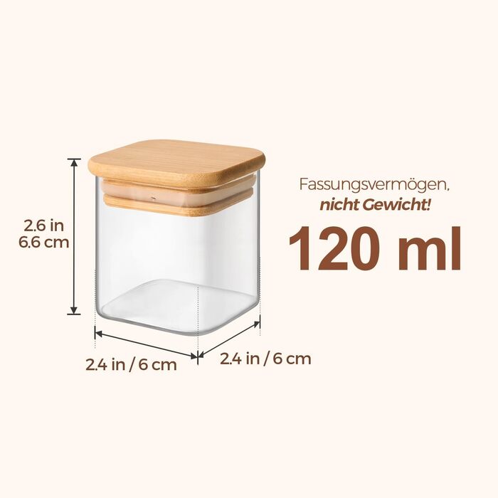 Набір скляних баночок для спецій ComSaf 120 мл (12 шт.) з етикетками, дерев'яними кришками та щільним закриттям