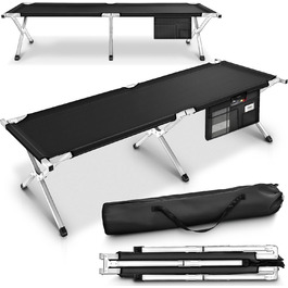 Кемпінгове ліжко TRESKO XXL, 190 x 64 x 44 см, металевий каркас, до 150 кг, чорне