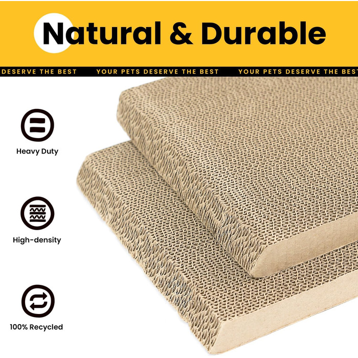 Кігтеточка для котів з коробкою та 4 змінними шарами з картону - велика кігтеточка з міцного гофрокартону, двосторонні шари з картону з наклейками - місце для відпочинку котів у квартирі, захист меблів. Велика коробка для котів + 4 кігтеточки + наклейки (