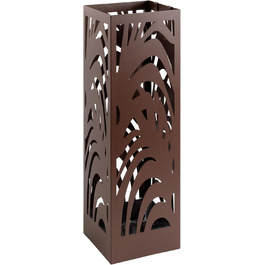 Металевий підставка для парасоль під сучасний дизайн для дому та офісу, квадратна, з 2 гачками та знімними піддонами для води, 15,5x15,5x49см, колір: іржаво-коричневий