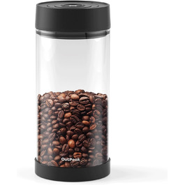 OUTPEAK 2025 Kilo Auto Вакуумна кавова банка 1,8L для 601.0 г кавових зерен, автоматичне управління, нержавіюча сталь, з ложкою, 6-місячний запас свіжості (Barista Champion's Choice) (G1350)
