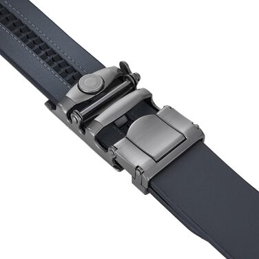 Чоловічий шкіряний ремінь VRLEGEND з автоматичною застібкою (ратинг) без дірок для ділового костюма, розмір регулюється, з подарунковою коробкою, сірий