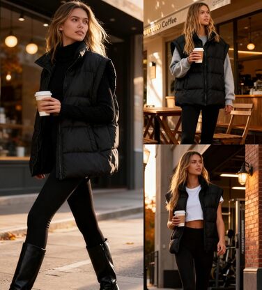 Жіноча степкова жилетка з коміром-стійкою, без рукавів, тепла на осінь-зиму, для активного відпочинку, чорна, S-XXL