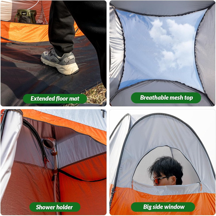 Намет для душу та роздягальні Upgrade Pop Up, 140x140x210 см, чорний, з підлогою