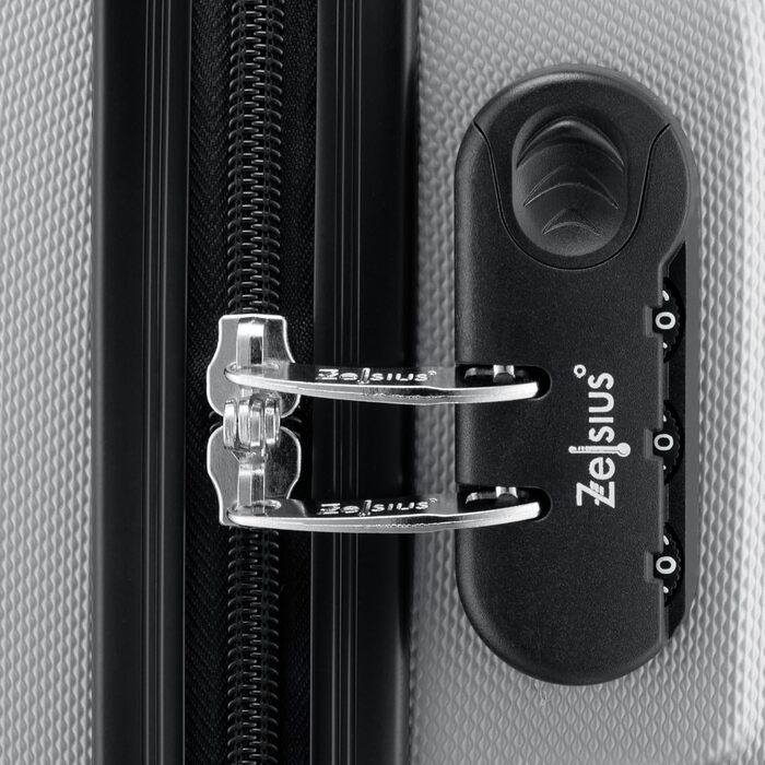 Набір валіз Zelsius 3 шт. сірий колір | ABS валізи з кодовим замком, подвійними колесами та внутрішнім роздільником | Ручна валіза, набір валіз з твердим корпусом 3 шт., ролер, велика валіза, дорожній набір