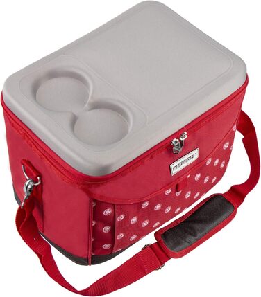 Термосумка Anndora 22L для пікніка, 35 x 24 x 27 см, червоно-біла в горошок