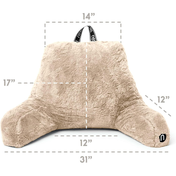 Лежанка-підголівник Nestlé Pelz: стильне крісло-лежак для читання в ліжку, штучне хутро, з підлокітниками, для дорослих та дітей