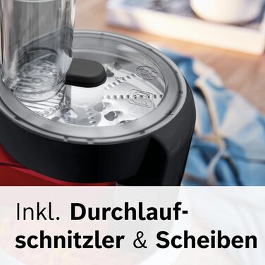 Кухонний комбайн Bosch Serie 2 MUMS2ER01, 700 Вт, 3,8 л, з нержавіючої сталі, планетарний міксер, насадки для замішування тіста, збивання та різання, 3 диски, червоний