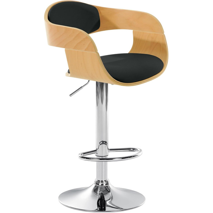 Kingston Adjustable Bar Stool with Faux Leather Seat - Natural/Black Finish