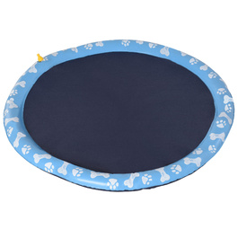 PawHut Splash Sprinkler Pad 150 см Ігровий килимок з бризками для собак, антиковзкий, розбризкуючий, водяний розбризкювач на відкритому повітрі, ПВХ, блакитний