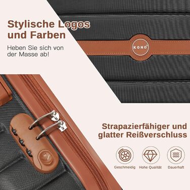 Чемодан KONO: валіза-тележка ручної поклажі 55x40x20 см (ABS+PC, з подвійними колесами, кодовий замок)