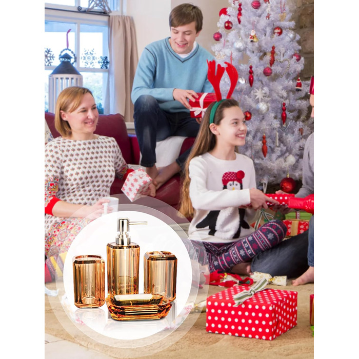 Набір аксесуарів для ванної кімнати, 4 шт. Акриловий набір для ванної: дозатор для лосьйону, стакан, тримач для зубних щіток, мильниця. Сучасний декор для ванної кімнати.