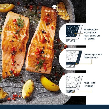 MasterClass Aluminum Casting Induction-Safe Non-Stick All-in-One Frying Pan, 32 cm (12.5