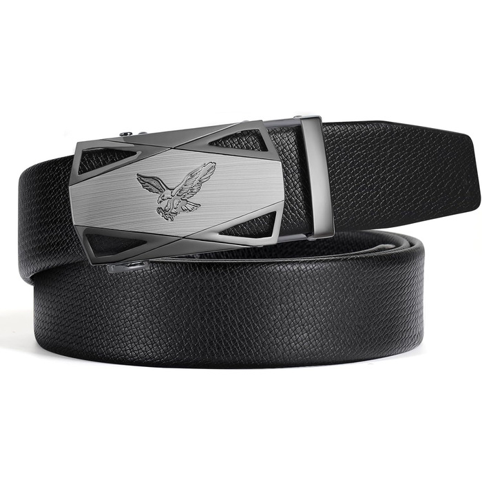 Чоловічий шкіряний ремінь ITIEZY з автоматичною пряжкою, без отворів, 35 мм, для ділового костюма, чорний, регульований розмір 103-110 см