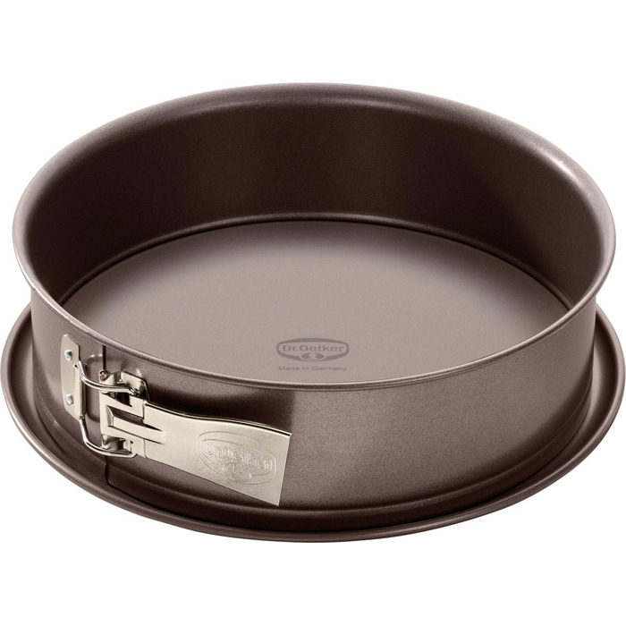 Dr. Oetker Springform Ø 26 cm, cake pan from the Back-Edition series with an enamel serving base, round steel cake pan with non-stick coating (color: brown), quantity: 1 piece
