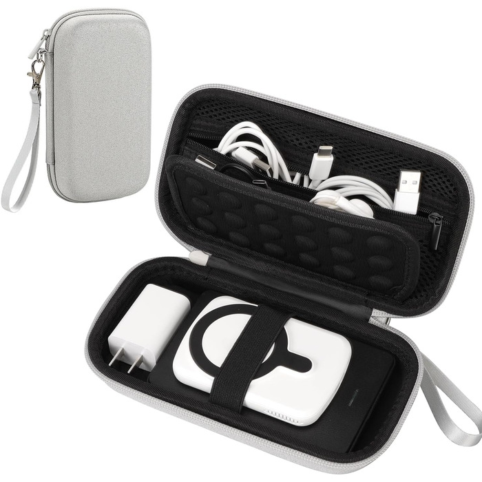 Органайзер для кабелів Teskyer, водонепроникний, жорсткий корпус, сірий, 8,5 x 17,5 x 6 см