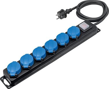 Розподільна коробка з вимикачем Schwabe, 5 розеток, 1.5 м, IP44, 16A, для зовнішнього використання