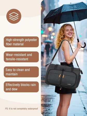 Чорна дорожня сумка Lekesky 30L: Easyjet, Weekender, спортивна, з відділенням для взуття, водонепроникна