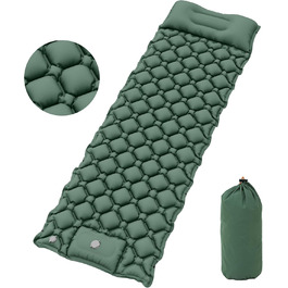 Килимок для кемпінгу YITAHOME самонадувний, ультралегкий, з вбудованим насосом та подушкою. Килимок для відпочинку на природі, подорожей, кемпінгу (зелений)